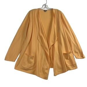 J Jill Long Sleeve Draped Front Open Cardigan Cantaloupe Orange Womens Large